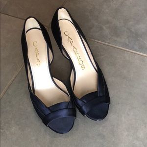 Caparros Navy Satin Heels - Size 9B